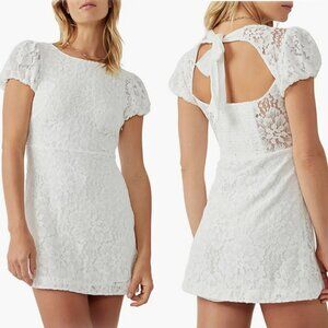 NEW Free People Dress Ivory Off White Hailee Lace Tie Back Minidress Open Back
